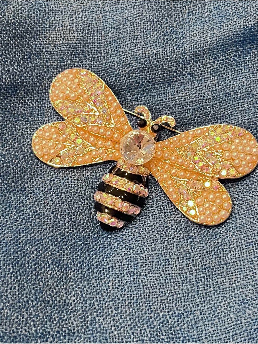 Gold-Tone Crystal Bee Brooch